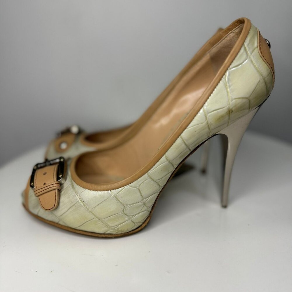 Giuseppe Zanotti Croc-Embossed Open Toe Pumps | Made in Italy | Size EU 41